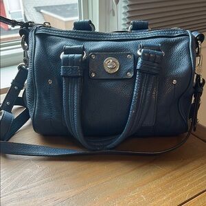 Navy Blue Leather Handbag